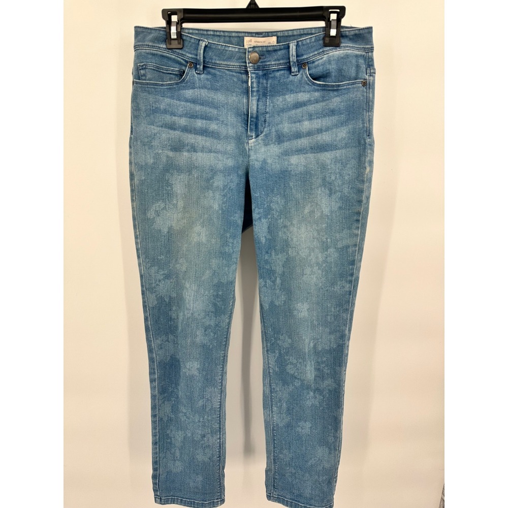 J. Jill Denim Slim Ankle Jeans Authentic Fit Floral‎ Print Women Size 6